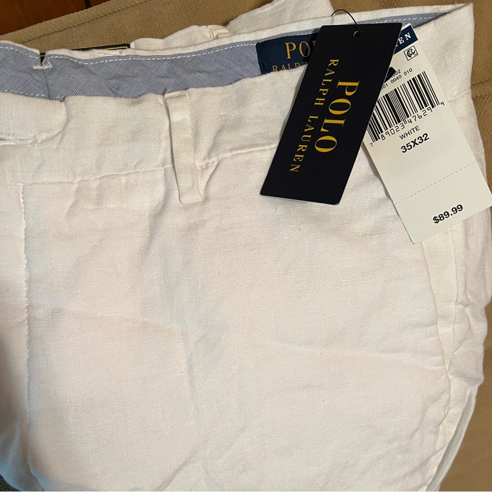 Men’s Polo Ralph Lauren 35x32 white Linen pants. NWT
